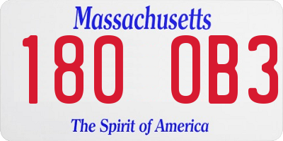 MA license plate 180OB3
