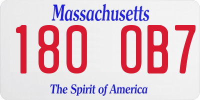 MA license plate 180OB7