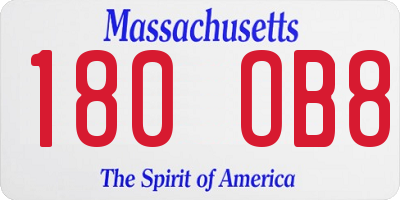 MA license plate 180OB8