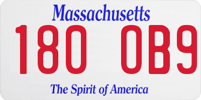 MA license plate 180OB9