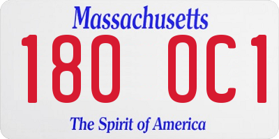 MA license plate 180OC1