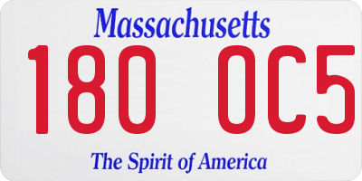MA license plate 180OC5