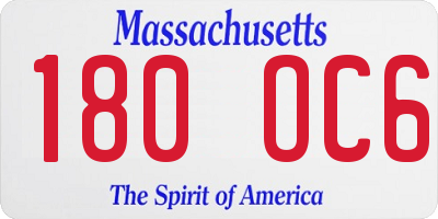 MA license plate 180OC6