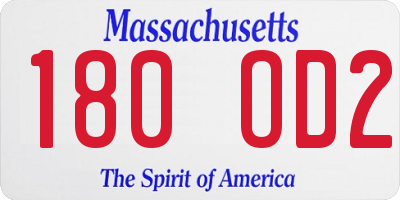 MA license plate 180OD2