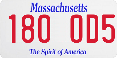 MA license plate 180OD5