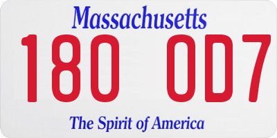 MA license plate 180OD7