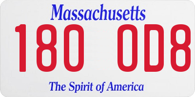 MA license plate 180OD8
