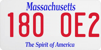 MA license plate 180OE2