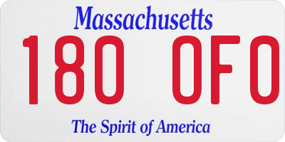 MA license plate 180OF0