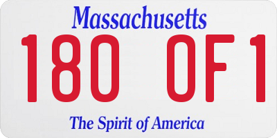 MA license plate 180OF1