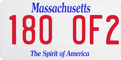 MA license plate 180OF2