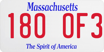 MA license plate 180OF3