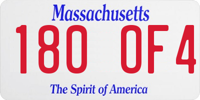 MA license plate 180OF4