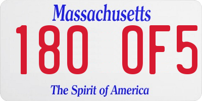 MA license plate 180OF5
