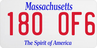 MA license plate 180OF6
