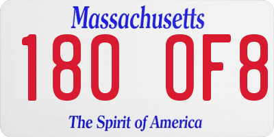 MA license plate 180OF8