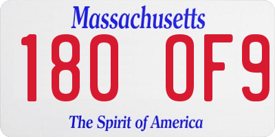 MA license plate 180OF9