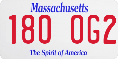 MA license plate 180OG2