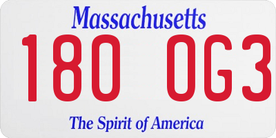 MA license plate 180OG3