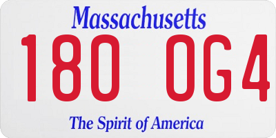 MA license plate 180OG4