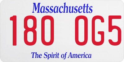 MA license plate 180OG5
