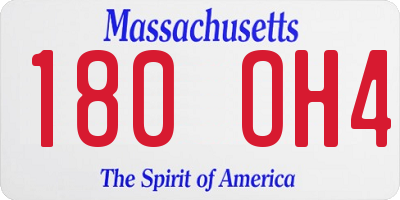 MA license plate 180OH4