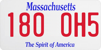 MA license plate 180OH5