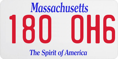 MA license plate 180OH6