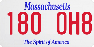 MA license plate 180OH8