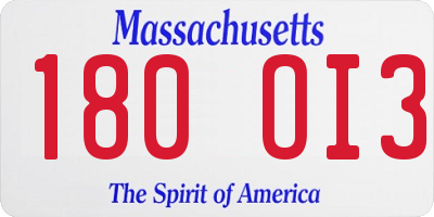 MA license plate 180OI3