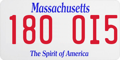 MA license plate 180OI5