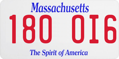 MA license plate 180OI6