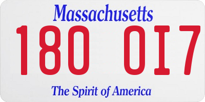 MA license plate 180OI7