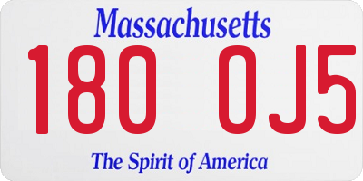 MA license plate 180OJ5
