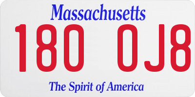 MA license plate 180OJ8