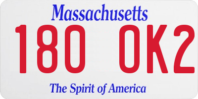 MA license plate 180OK2