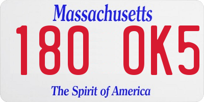 MA license plate 180OK5