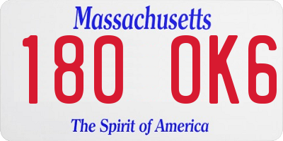 MA license plate 180OK6
