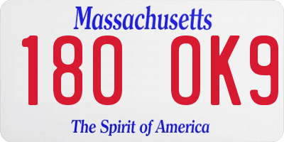 MA license plate 180OK9