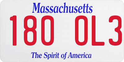 MA license plate 180OL3