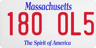 MA license plate 180OL5