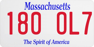 MA license plate 180OL7