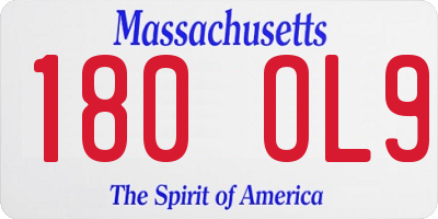 MA license plate 180OL9