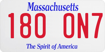 MA license plate 180ON7