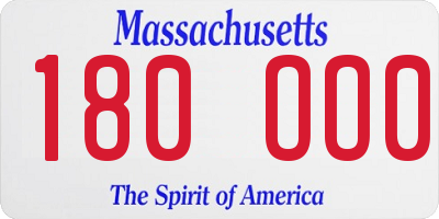 MA license plate 180OO0