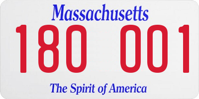 MA license plate 180OO1