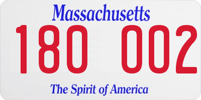 MA license plate 180OO2