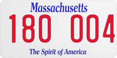 MA license plate 180OO4
