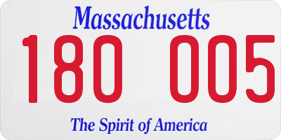 MA license plate 180OO5