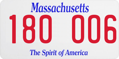 MA license plate 180OO6